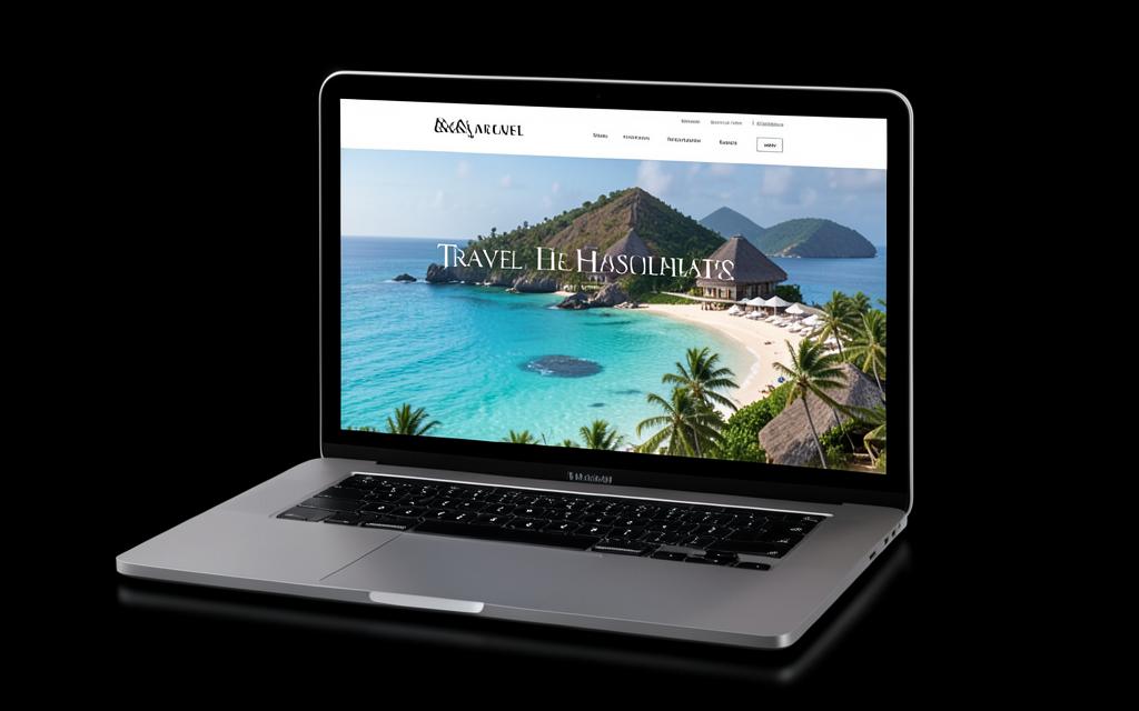 Portátil mostrando una web de viajes y hospitalidad de alta gama